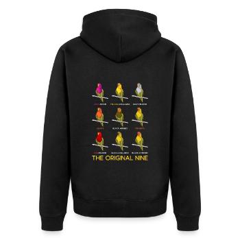 Love Birds Les neuf tourtereaux originaux Perroquet - Veste à capuche bio Premium Unisexe - noir - Dos - Nico (187cm)