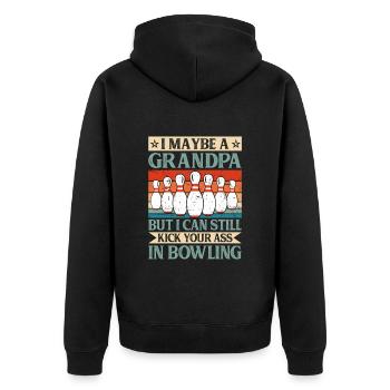 Bowling Grandpa I may be a Grandpa Bowling Player - Unisex Premium Organic Zip Hoodie - black - Back - Nico (187cm)