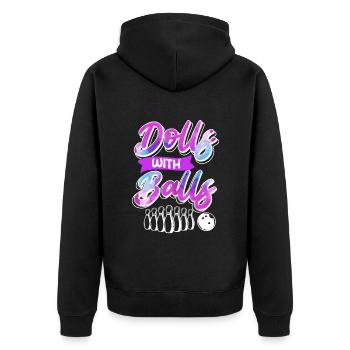 Bowlingspieler Frauen Dolls with Balls - Unisex Premium Bio Zip Hoodie - Schwarz - Hinten - Nico (187cm)