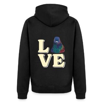 LOVE Tauben I Freaking Love Pigeons Tauben Shirt - Veste à capuche bio Premium Unisexe - noir - Dos - Nico (187cm)