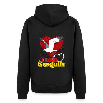Seagulls I love Seagulls Seagulls Bird lovers - Unisex Premium Organic Zip Hoodie - black - Back - Nico (187cm)