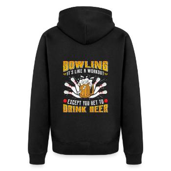 Bowling is like a Workout Biertrinker Bowler - Unisex Premium Organic Zip Hoodie - black - Back - Nico (187cm)