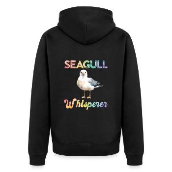 Mouettes, Chuchoteurs d’oiseaux, Amateurs d’oiseaux, Oiseaux marins, Mouettes - Veste à capuche bio Premium Unisexe - noir - Dos - Nico (187cm)
