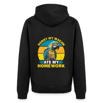 Aras Sorry my Macaw ate my Homework Parrot Holder - Unisex Premium Organic Zip Hoodie - black - Back - Nico (187cm)