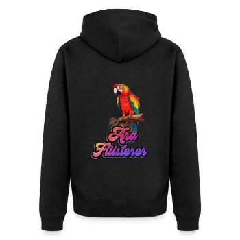 Ara Flüsterer Macaw Whisperer Papageien Fan - Unisex Premium Bio Zip Hoodie - Schwarz - Hinten - Nico (187cm)