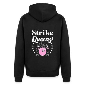 Strike Queens Bowling Women Bowling - Unisex Premium Organic Zip Hoodie - black - Back - Nico (187cm)