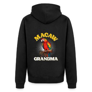 Macaw Grandma Bird Lover Macaw Parrots - Unisex Premium Organic Zip Hoodie - black - Back - Nico (187cm)
