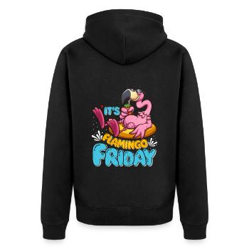 Flamants roses C’est Flamingo Friday Flamingo Party - Veste à capuche bio Premium Unisexe - noir - Dos - Nico (187cm)