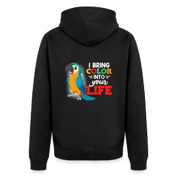 Aras I bring Color into your Life Macaw Parrot - Unisex Premium Organic Zip Hoodie - black - Back - Nico (187cm)
