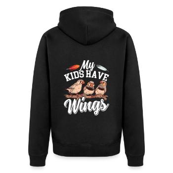 Zebra Finch My Kids have Wings Finch Bird - Unisex Premium Organic Zip Hoodie - black - Back - Nico (187cm)