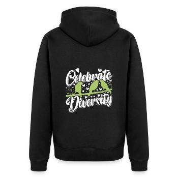Kanarien Celebrate Diversity Kanarienvogel - Unisex Premium Bio Zip Hoodie - Schwarz - Hinten - Nico (187cm)