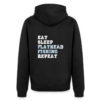 Waller Angler Eat Sleep Flathead Fishing Repeat - Unisex Premium Organic Zip Hoodie - black - Back - Nico (187cm)