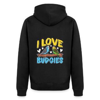 Budgie Fan J’adore les perruches de Budgies - Veste à capuche bio Premium Unisexe - noir - Dos - Nico (187cm)