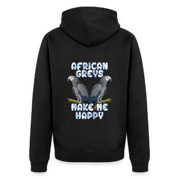 Les gris africains font de moi un fan heureux de perroquets - Veste à capuche bio Premium Unisexe - noir - Dos - Nico (187cm)