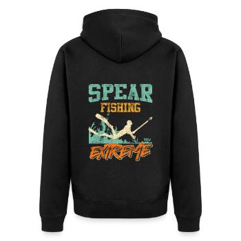 Speerfischer Spearfishing Extreme Dive Harpune - Unisex Premium Bio Zip Hoodie - Schwarz - Hinten - Nico (187cm)