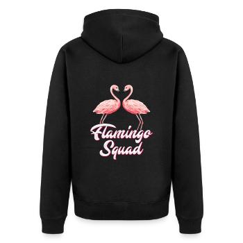 Flamingo Squad Jungesellinnenabschied Frauen - Unisex Premium Bio Zip Hoodie - Schwarz - Hinten - Nico (187cm)
