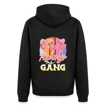 Flamingo Gang Bachelorettes Flamingos Life - Unisex Premium Organic Zip Hoodie - black - Back - Nico (187cm)