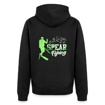Spearfishing Dive Fischjagd Speerfischer - Unisex Premium Bio Zip Hoodie - Schwarz - Hinten - Nico (187cm)