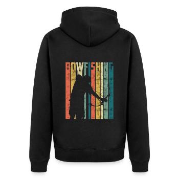 Bogenfischen Bogenjäger Fischjagd Bogen - Unisex Premium Bio Zip Hoodie - Schwarz - Hinten - Nico (187cm)