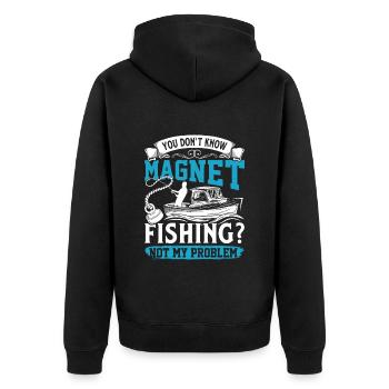 Magnetfischer You don´t know Magnet Fishing - Unisex Premium Bio Zip Hoodie - Schwarz - Hinten - Nico (187cm)