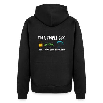 Paragliding Shirt I ́m a Simple Guy Bergsport - Unisex Premium Organic Zip Hoodie - black - Back - Nico (187cm)