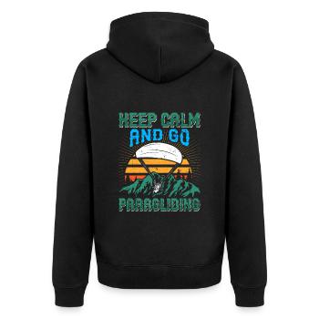 Gleitschirmfliegen Keep Calm Go Paragliding - Unisex Premium Organic Zip Hoodie - black - Back - Nico (187cm)