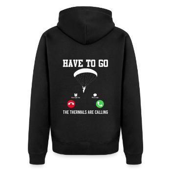 Paragliding must Go, the thermals are calling - Unisex Premium Organic Zip Hoodie - black - Back - Nico (187cm)