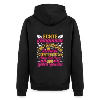 Bowling Ladies Real queens love bowling - Unisex Premium Organic Zip Hoodie - black - Back - Nico (187cm)
