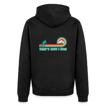 Bowlingspieler How I Roll Bowling Shirt - Unisex Premium Bio Zip Hoodie - Schwarz - Hinten - Nico (187cm)