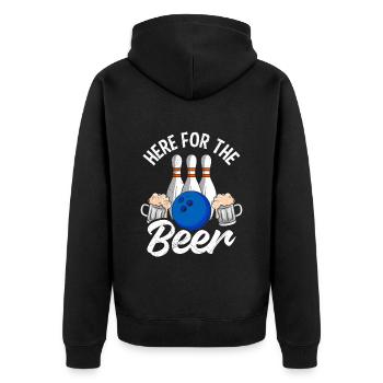 Bowling Für das Bier hier Bierliebhaber Bowler - Unisex Premium Bio Zip Hoodie - Schwarz - Hinten - Nico (187cm)