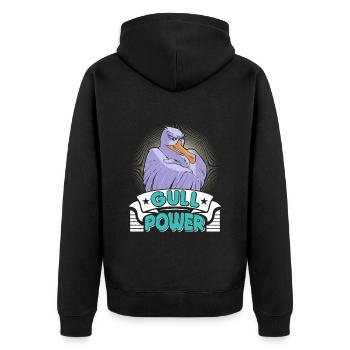 Seagulls Gull Power Coastal Bird Baltic Sea North Sea - Unisex Premium Organic Zip Hoodie - black - Back - Nico (187cm)