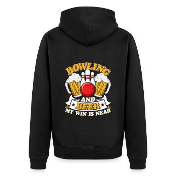 Bowling and Beer my Win is Near Biertrinker - Unisex Premium Organic Zip Hoodie - black - Back - Nico (187cm)