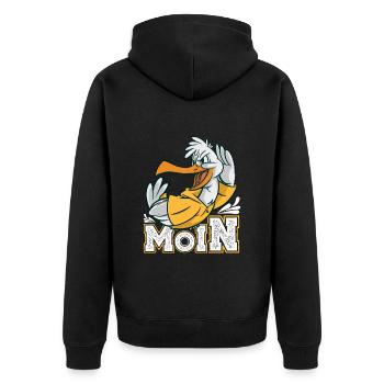 Moin Möwen Shirt Vogelliebhaber Norddeutsch - Unisex Premium Bio Zip Hoodie - Schwarz - Hinten - Nico (187cm)