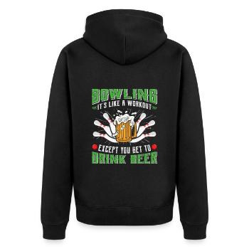 Bowling is like a Workout Biertrinker Bowler - Unisex Premium Organic Zip Hoodie - black - Back - Nico (187cm)