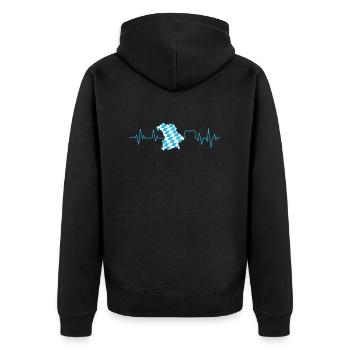 Freistaat Bayern Herzklopfen Bayerische Fahne - Unisex Premium Bio Zip Hoodie - Schwarz - Hinten - Nico (187cm)