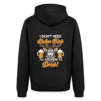 Volksfest Vergiss die Lederhosen Wegen dem Alkohol - Unisex Premium Bio Zip Hoodie - Schwarz - Hinten - Nico (187cm)