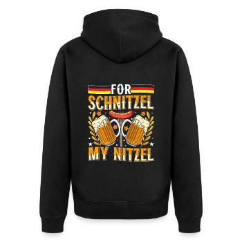 Deutsches Essen For Schnitzel my Nitzel Bierfan - Unisex Premium Bio Zip Hoodie - Schwarz - Hinten - Nico (187cm)