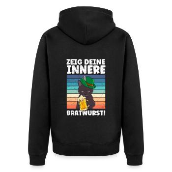 Deutschland Bierfan Zeig deine Innere Bratwurst - Unisex Premium Bio Zip Hoodie - Schwarz - Hinten - Nico (187cm)