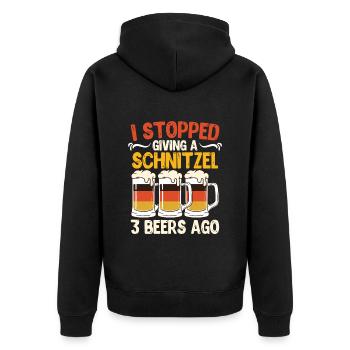 German Beer Stopped Giving a Schnitzel 3 Beers - Unisex Premium Organic Zip Hoodie - black - Back - Nico (187cm)