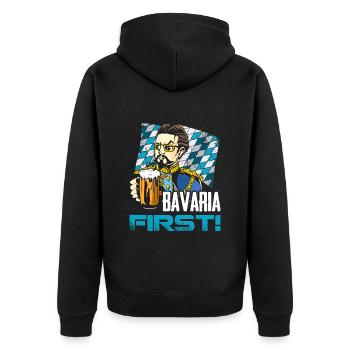 Bavaria First King Ludwig Free State of Bavaria - Unisex Premium Organic Zip Hoodie - black - Back - Nico (187cm)