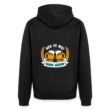Lederhosen Shirt Mei Mass Anzug Biertrinker - Unisex Premium Bio Zip Hoodie - Schwarz - Hinten - Nico (187cm)