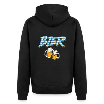 Bayerisches Bier Bayern Biertrinker Bierfan - Unisex Premium Bio Zip Hoodie - Schwarz - Hinten - Nico (187cm)