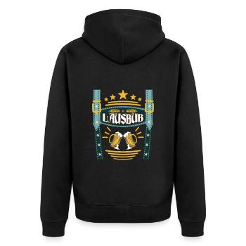 Lederhosen Lausbua Bayerisch Trachten Shirt Herren - Unisex Premium Organic Zip Hoodie - black - Back - Nico (187cm)