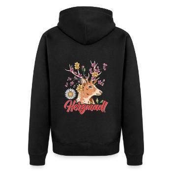 Herzmadl Trachten Shirt Frauen - Veste à capuche bio Premium Unisexe - noir - Dos - Nico (187cm)