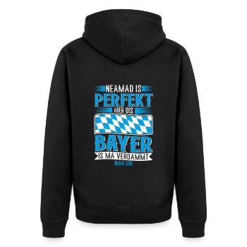 Bayern Nobody is perfect but Ois Bayer no Dro - Unisex Premium Organic Zip Hoodie - black - Back - Nico (187cm)