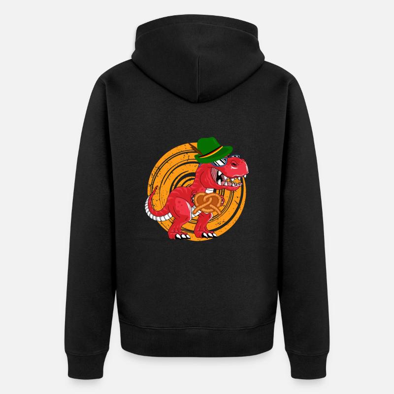 Oktobasaurus Rex Dinosaurier Brezel - Unisex Premium Bio Zip Hoodie - Schwarz