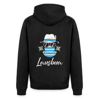 Lausbub Bayern Bayerisch Lausbua Shirt Herren - Unisex Premium Organic Zip Hoodie - black - Back - Nico (187cm)