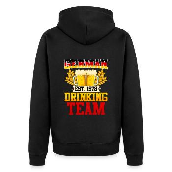 German Drinking Team Biertrinker Deutschland - Unisex Premium Bio Zip Hoodie - Schwarz - Hinten - Nico (187cm)