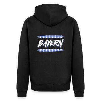 Bayern Bayerische Tradition Freistaat Bayern - Unisex Premium Bio Zip Hoodie - Schwarz - Hinten - Nico (187cm)