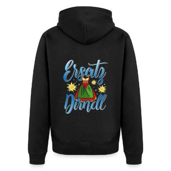 Trachten Frauen Ersatz Dirndl Shirt - Unisex Premium Bio Zip Hoodie - Schwarz - Hinten - Nico (187cm)